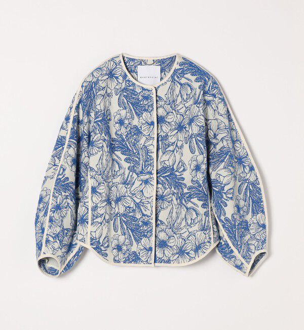 quaranciel「quaranciel: フラワー ジャカード パイピング ノーカラー ジャケット」|ノーカラージャケット|