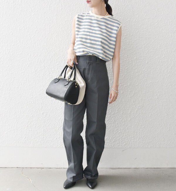 SHIPS any「SHIPS any:〈洗濯機可能〉パイル ボーダー ノースリーブ TEE」|タンクトップ|