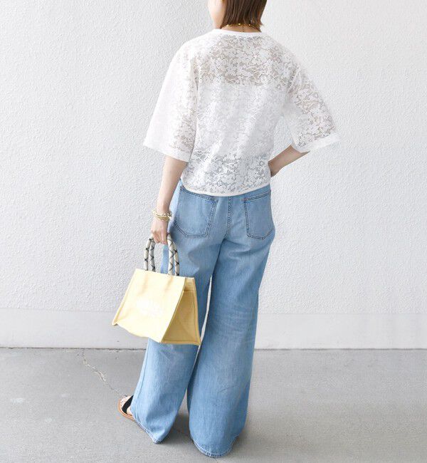 SHIPS for women「〈手洗い可能〉オーガニック コットン レース ショート スリーブ プルオーバー」|Tシャツ・カットソー|