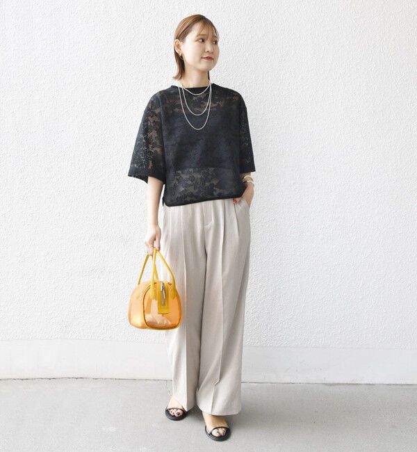 SHIPS for women「〈手洗い可能〉オーガニック コットン レース ショート スリーブ プルオーバー」|Tシャツ・カットソー|