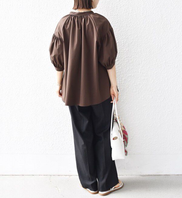 SHIPS for women「〈接触冷感 / 撥水加工〉TEX BRID(R)タフタ スキッパー 5分袖 ブラウス」|シャツ・ブラウス|