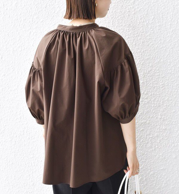 SHIPS for women「〈接触冷感 / 撥水加工〉TEX BRID(R)タフタ スキッパー 5分袖 ブラウス」|シャツ・ブラウス|