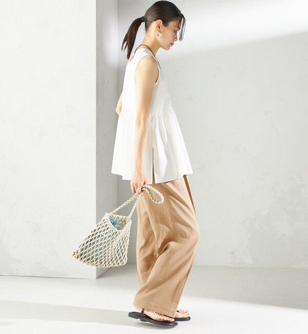 SHIPS for women「〈接触冷感 / 撥水加工〉TEX BRID(R)タフタ ギャザー ノースリーブ ブラウス」|シャツ・ブラウス|