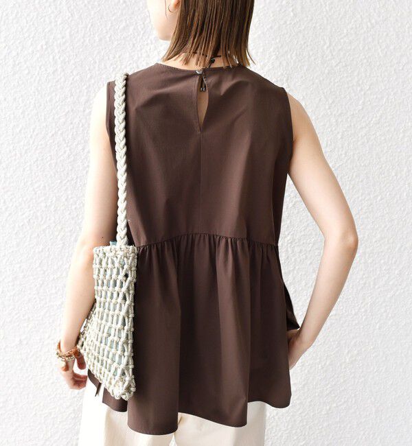 SHIPS for women「〈接触冷感 / 撥水加工〉TEX BRID(R)タフタ ギャザー ノースリーブ ブラウス」|シャツ・ブラウス|