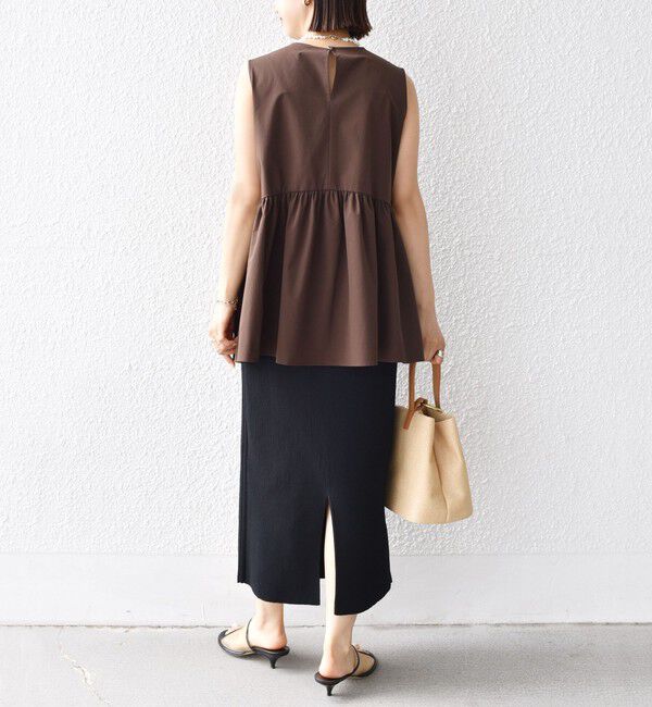 SHIPS for women「〈接触冷感 / 撥水加工〉TEX BRID(R)タフタ ギャザー ノースリーブ ブラウス」|シャツ・ブラウス|