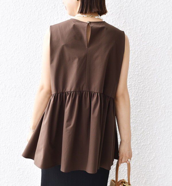 SHIPS for women「〈接触冷感 / 撥水加工〉TEX BRID(R)タフタ ギャザー ノースリーブ ブラウス」|シャツ・ブラウス|