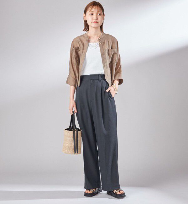 SHIPS for women「〈UVカット / 吸水速乾 / 手洗い可能〉合繊 タック センター プレス パンツ」|スラックス|