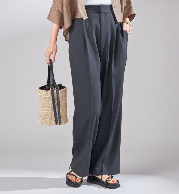 SHIPS for women「〈UVカット / 吸水速乾 / 手洗い可能〉合繊 タック センター プレス パンツ」|スラックス|