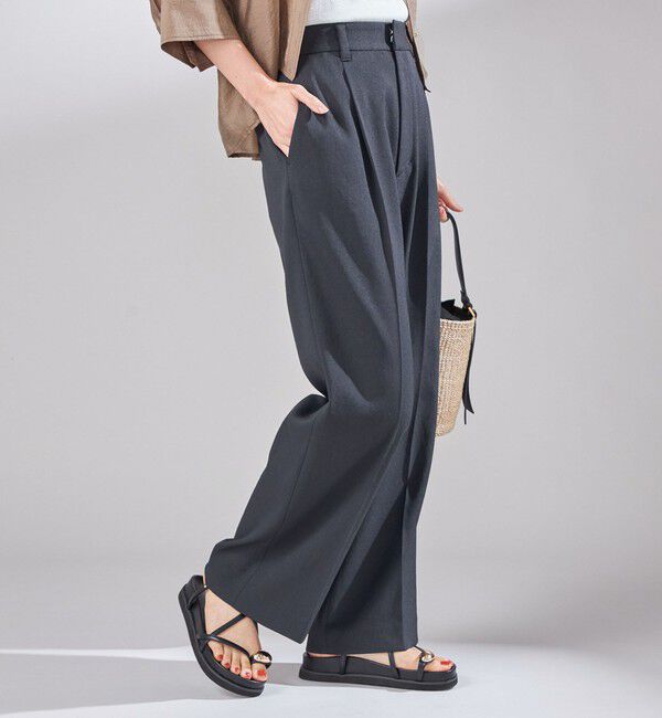 SHIPS for women「〈UVカット / 吸水速乾 / 手洗い可能〉合繊 タック センター プレス パンツ」|スラックス|