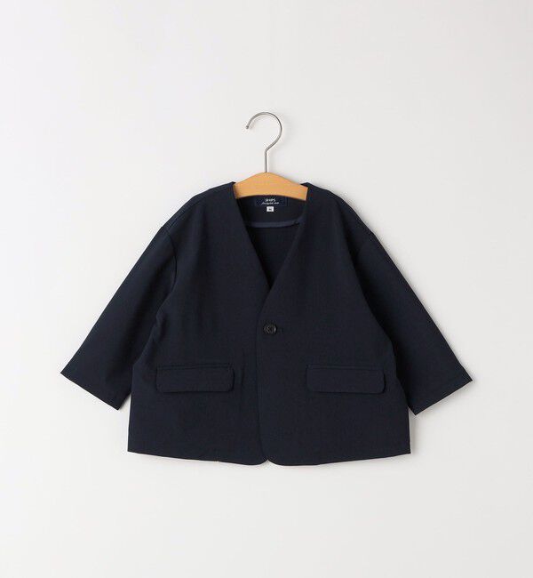 SHIPS KIDS「SHIPS KIDS:90cm / セレモニー ノーカラー ジャケット」|ノーカラージャケット|ネイビー