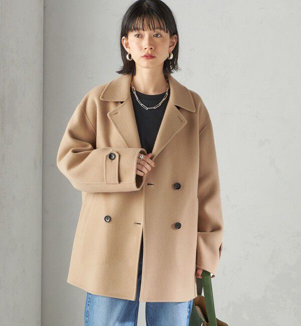 SHIPS for women「SUPER140 ダブル フェイス ショート コート」|ピーコート|