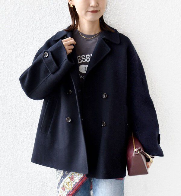 SHIPS for women「SUPER140 ダブル フェイス ショート コート」|ピーコート|