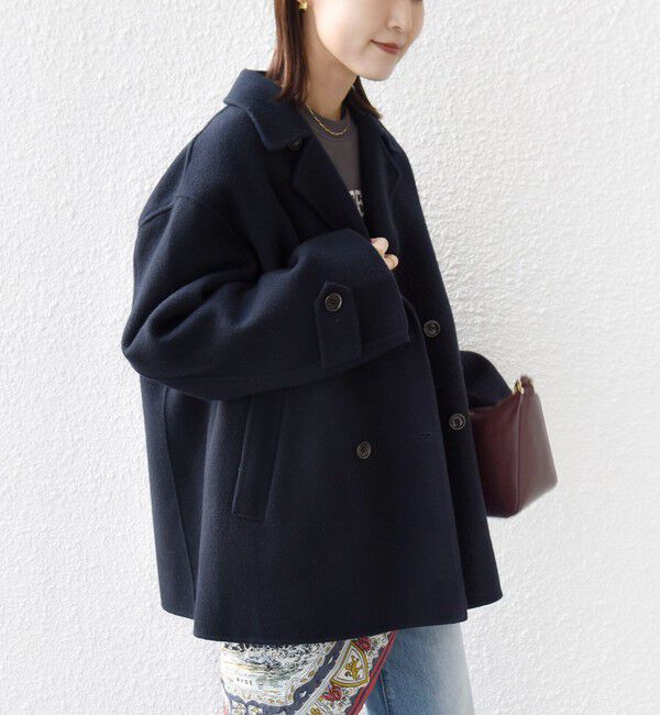 SHIPS for women「SUPER140 ダブル フェイス ショート コート」|ピーコート|