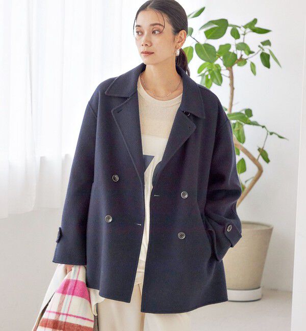 SHIPS for women「SUPER140 ダブル フェイス ショート コート」|ピーコート|