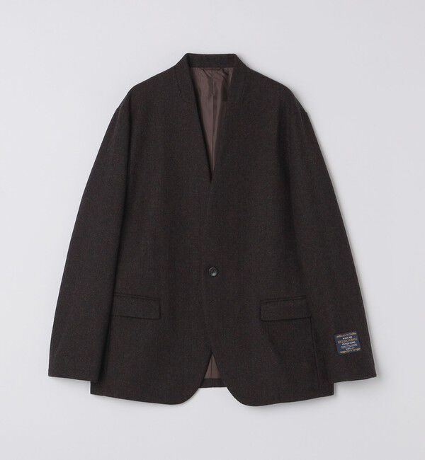 SHIPS Colors 「SHIPS Colors:T/W ツイード ノーカラー ジャケット(セットアップ対応可能)◇」|ノーカラージャケット|ブラウン