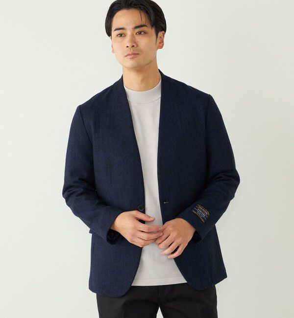 SHIPS Colors 「SHIPS Colors:T/W ツイード ノーカラー ジャケット(セットアップ対応可能)◇」|ノーカラージャケット|