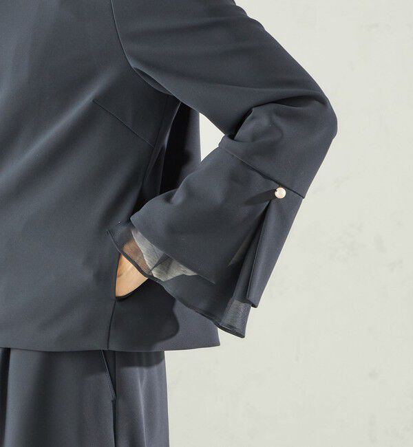 SHIPS for women「ダブル クロス 重ね袖 ノーカラー ジャケット（セレモニー対応可）」|ノーカラージャケット|