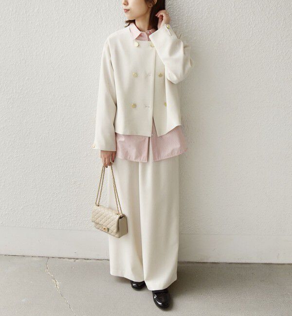 SHIPS Colors 「SHIPS Colors:〈手洗い可能〉ポリエステル/リネン スラブ ノーカラー ジャケット◇」|ノーカラージャケット|