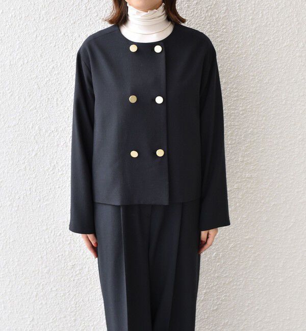 SHIPS Colors 「SHIPS Colors:〈手洗い可能〉ポリエステル/リネン スラブ ノーカラー ジャケット◇」|ノーカラージャケット|