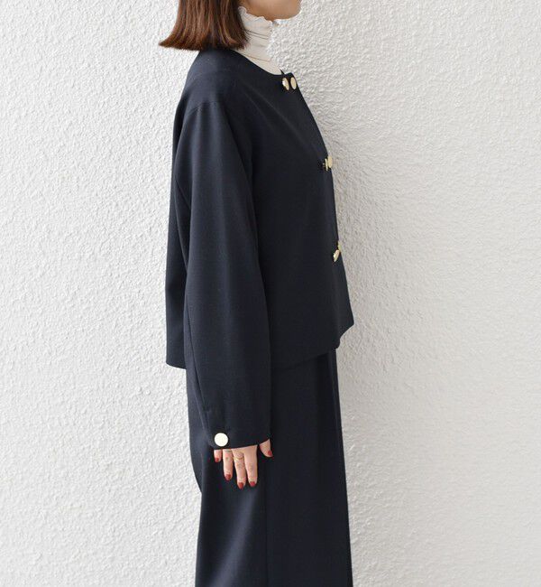 SHIPS Colors 「SHIPS Colors:〈手洗い可能〉ポリエステル/リネン スラブ ノーカラー ジャケット◇」|ノーカラージャケット|