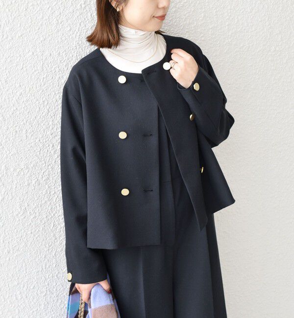 SHIPS Colors 「SHIPS Colors:〈手洗い可能〉ポリエステル/リネン スラブ ノーカラー ジャケット◇」|ノーカラージャケット|