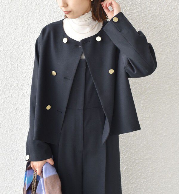 SHIPS Colors 「SHIPS Colors:〈手洗い可能〉ポリエステル/リネン スラブ ノーカラー ジャケット◇」|ノーカラージャケット|