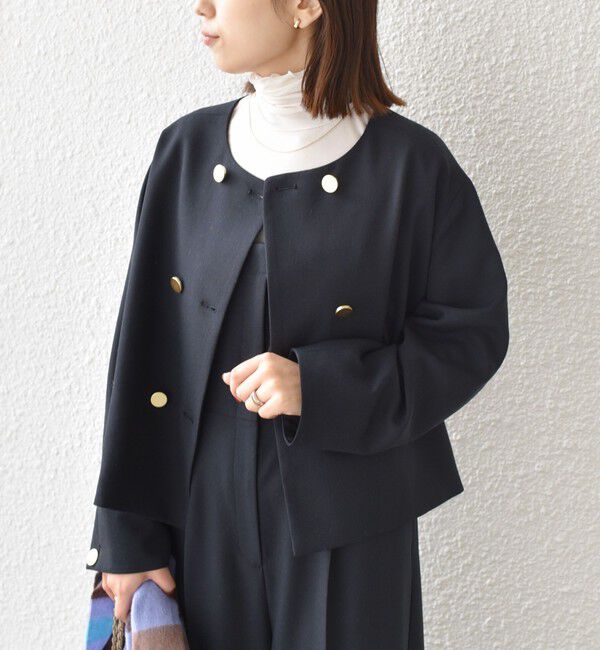 SHIPS Colors 「SHIPS Colors:〈手洗い可能〉ポリエステル/リネン スラブ ノーカラー ジャケット◇」|ノーカラージャケット|