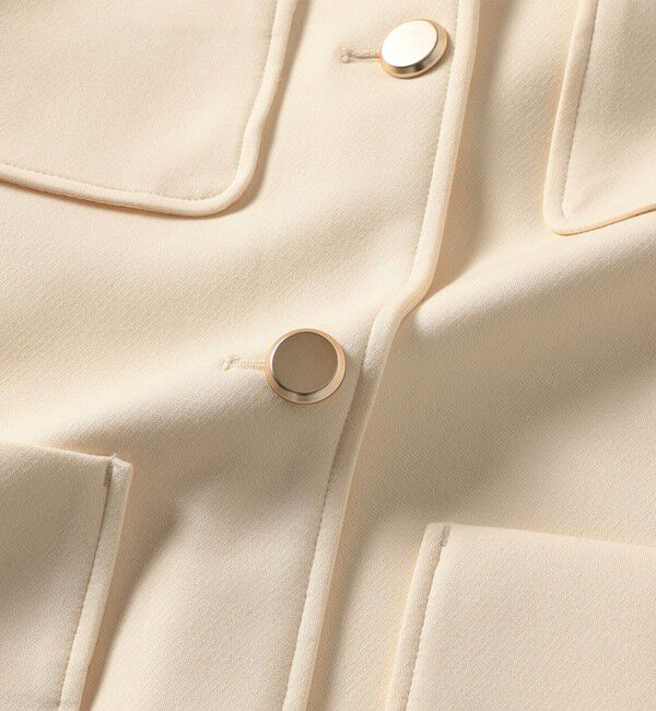 quaranciel「quaranciel:〈手洗い可能〉ジャージー ポケット ノーカラー ジャケット」|ノーカラージャケット|