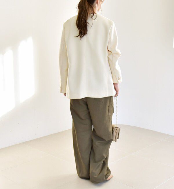 quaranciel「quaranciel:〈手洗い可能〉ジャージー ポケット ノーカラー ジャケット」|ノーカラージャケット|