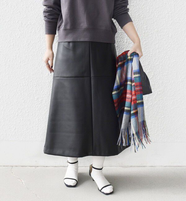 SHIPS for women「〈手洗い可能〉合成皮革 ウエスト ゴム スカート」|スカート|