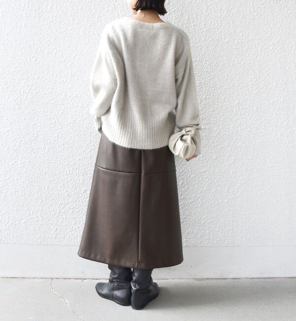 SHIPS for women「〈手洗い可能〉合成皮革 ウエスト ゴム スカート」|スカート|