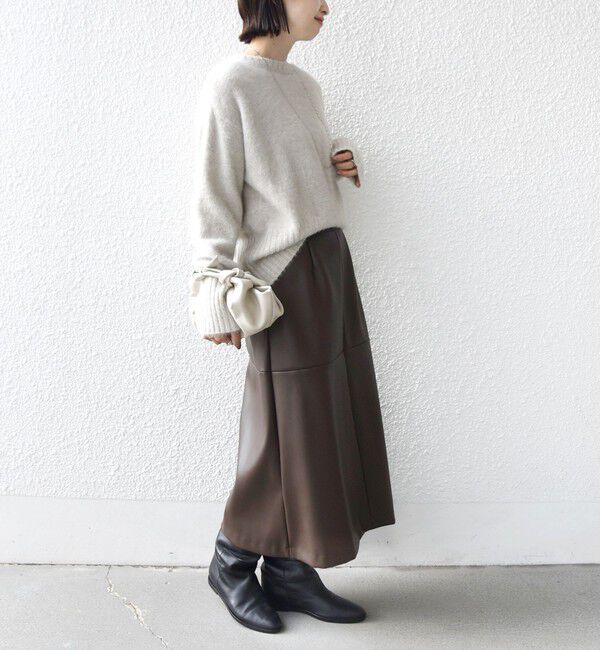 SHIPS for women「〈手洗い可能〉合成皮革 ウエスト ゴム スカート」|スカート|