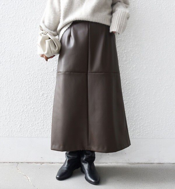 SHIPS for women「〈手洗い可能〉合成皮革 ウエスト ゴム スカート」|スカート|