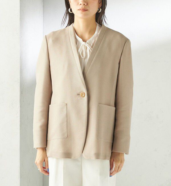 SHIPS for women「《予約》〈手洗い可能〉カラミ ノーラペル ジャケット」|ノーカラージャケット|
