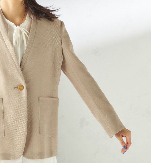 SHIPS for women「《予約》〈手洗い可能〉カラミ ノーラペル ジャケット」|ノーカラージャケット|