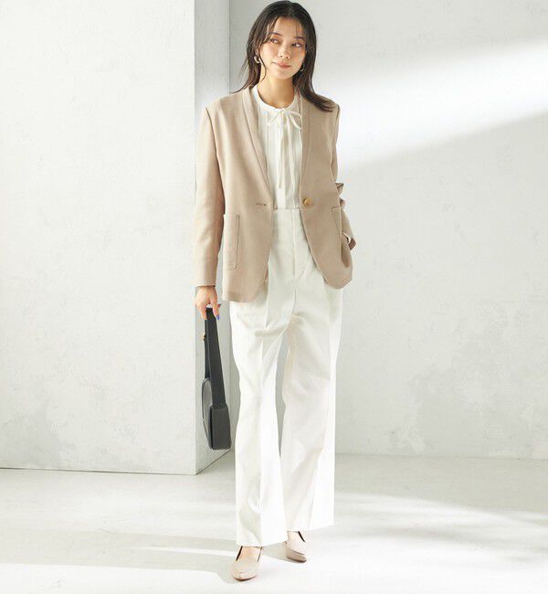 SHIPS for women「《予約》〈手洗い可能〉カラミ ノーラペル ジャケット」|ノーカラージャケット|