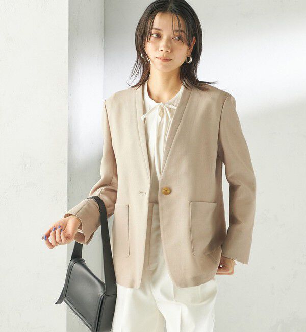 SHIPS for women「《予約》〈手洗い可能〉カラミ ノーラペル ジャケット」|ノーカラージャケット|