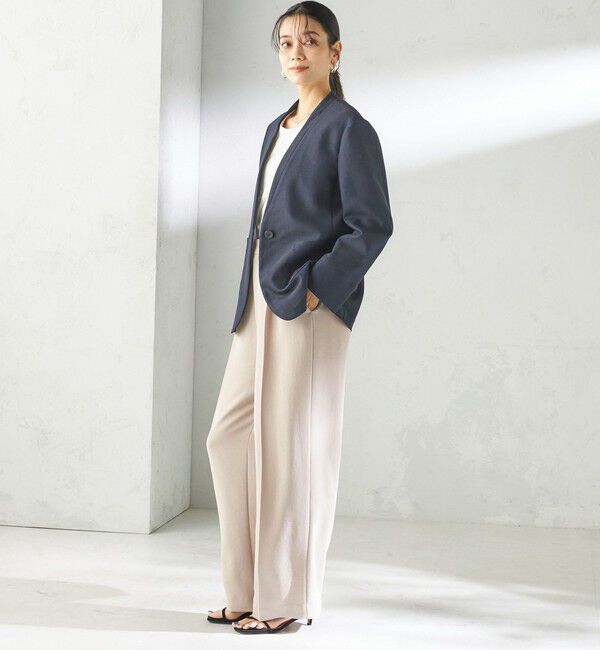 SHIPS for women「《予約》〈手洗い可能〉カラミ ノーラペル ジャケット」|ノーカラージャケット|