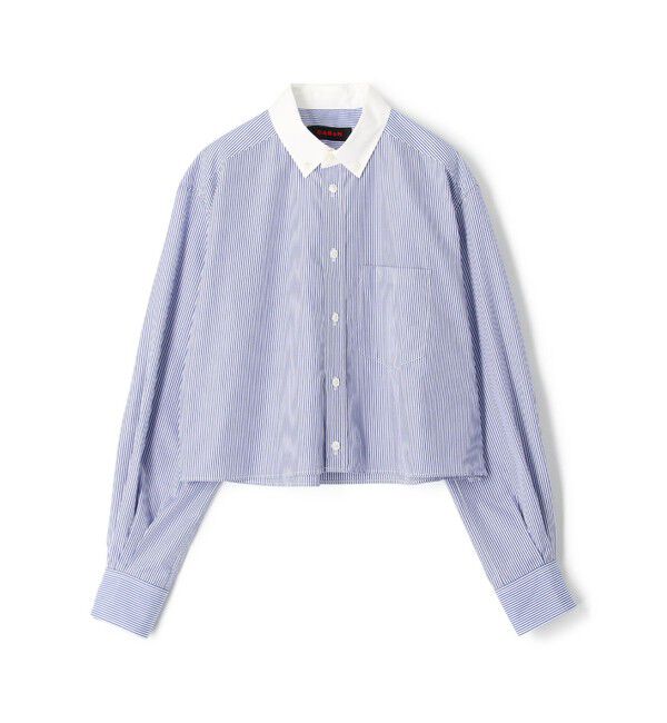 CABaN「コットンタイプライター クロップドシャツ」|シャツ・ブラウス|66 ブルー系
