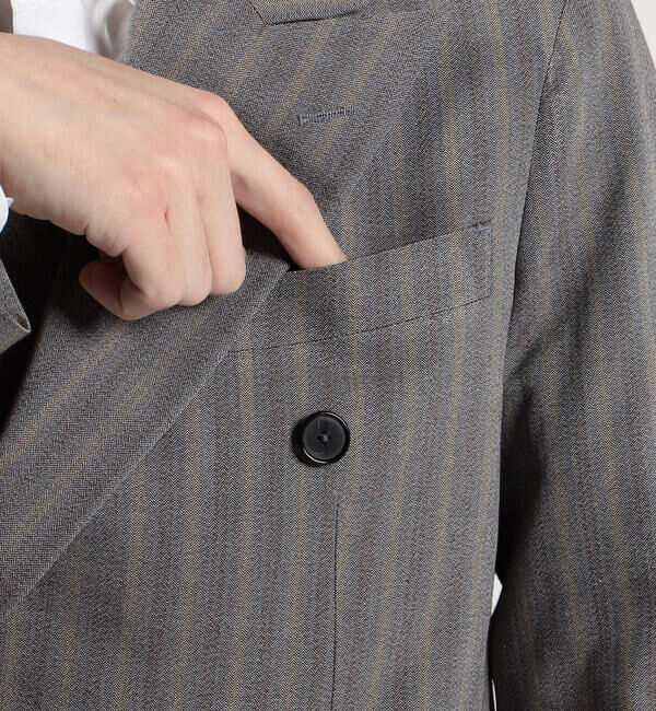 TOMORROWLAND MENS「シルクコットン ヘリンボーン ダブルブレステッド6Bジャケット」|テーラードジャケット|