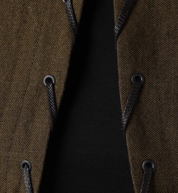 DES PRES「コットンリネンキャンバス コンパクトジャケット」|ノーカラージャケット|