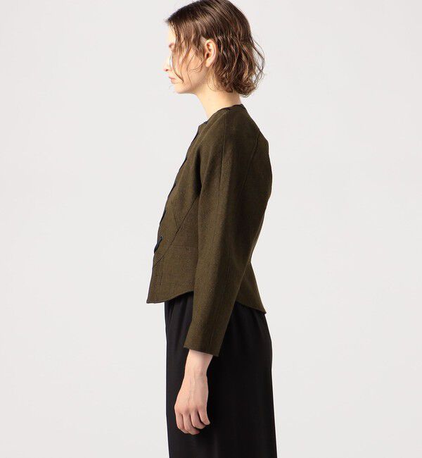 DES PRES「コットンリネンキャンバス コンパクトジャケット」|ノーカラージャケット|