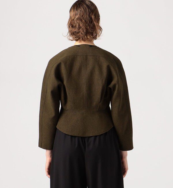 DES PRES「コットンリネンキャンバス コンパクトジャケット」|ノーカラージャケット|