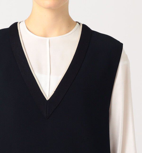 Ballsey「ニットコンビダブルクロス パッチポケットワンピース」|ワンピース|