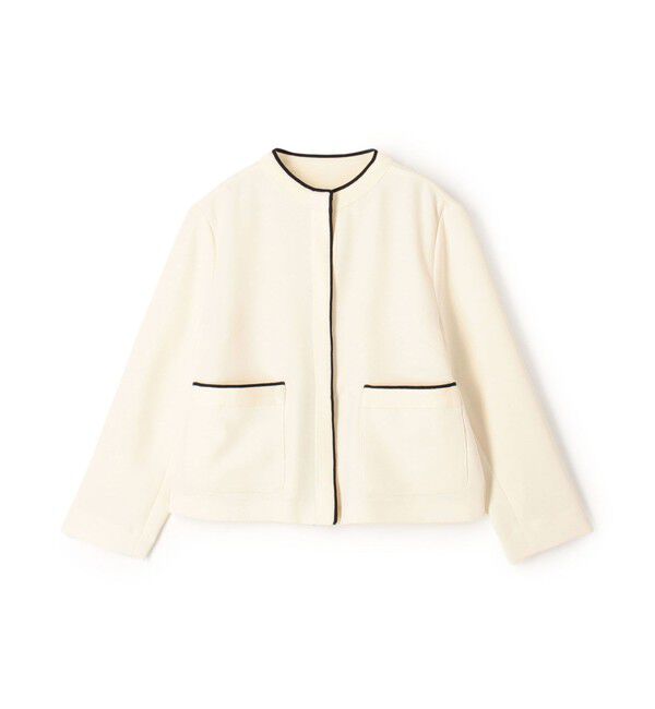 Ballsey「ニットコンビダブルクロス クルーネックジャケット」|ノーカラージャケット|41 ライトベージュ