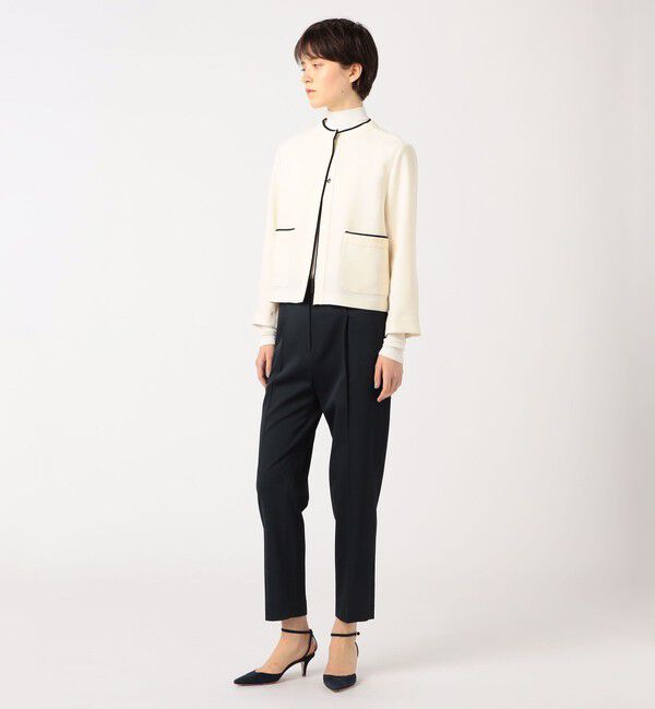 Ballsey「ニットコンビダブルクロス クルーネックジャケット」|ノーカラージャケット|