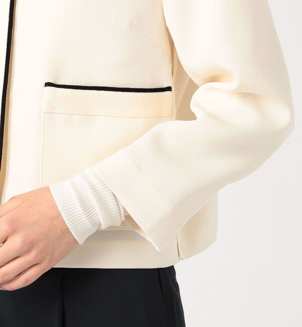 Ballsey「ニットコンビダブルクロス クルーネックジャケット」|ノーカラージャケット|