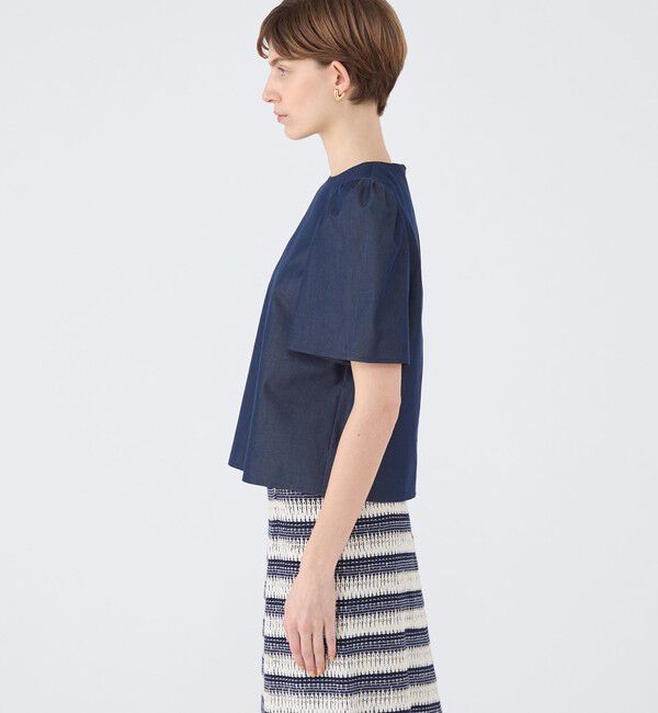TOMORROWLAND collection「コットンシルクデニム タックベルスリーブプルオーバー」|シャツ・ブラウス|