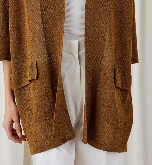 DES PRES「コットンシルクペーパーツイスト ラペルカラーカーディガン」|カーディガン|