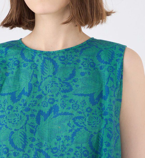 SOULEIADO「リネンプリント ノースリーブワンピース」|ワンピース|